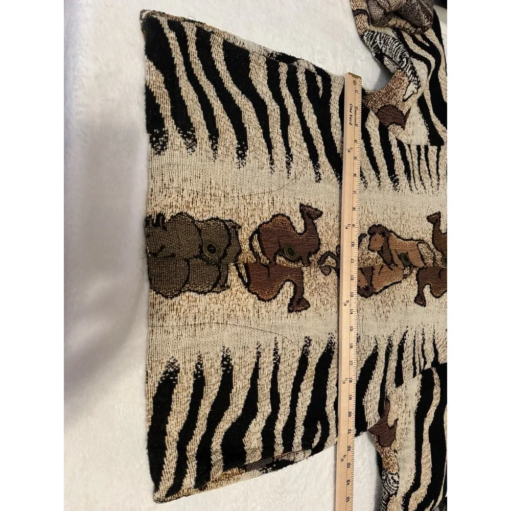 Vintage Sugar Street Women M Cotton‎ Weavers Animal Print Safari Tapestry Jacket